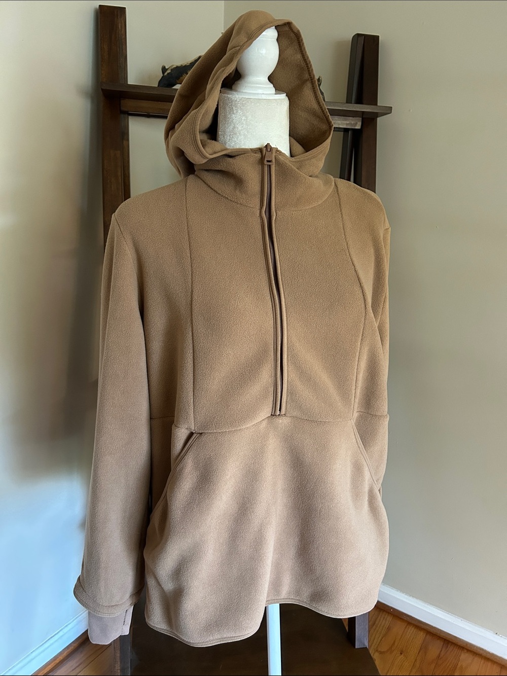 Beyond Yoga Explorer Half-Zip Hooded Fleece Pullover - Camel/Tan